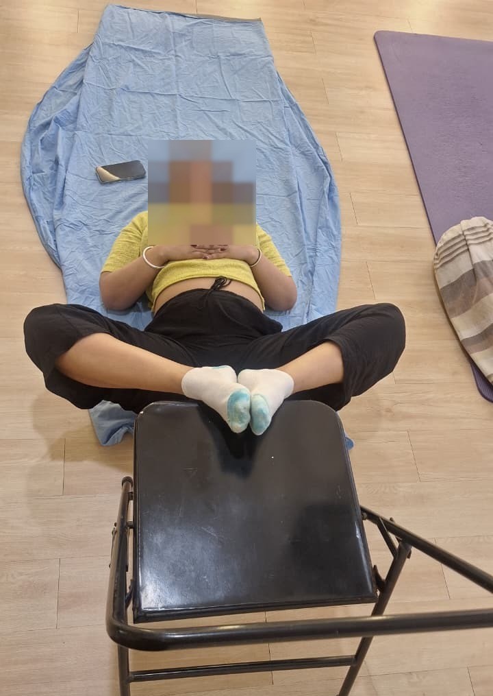 Real prenatal pelvic mobility and Supta Baddha Konasana session at Aura Studio by Yogtatvah Wellness & Beyond